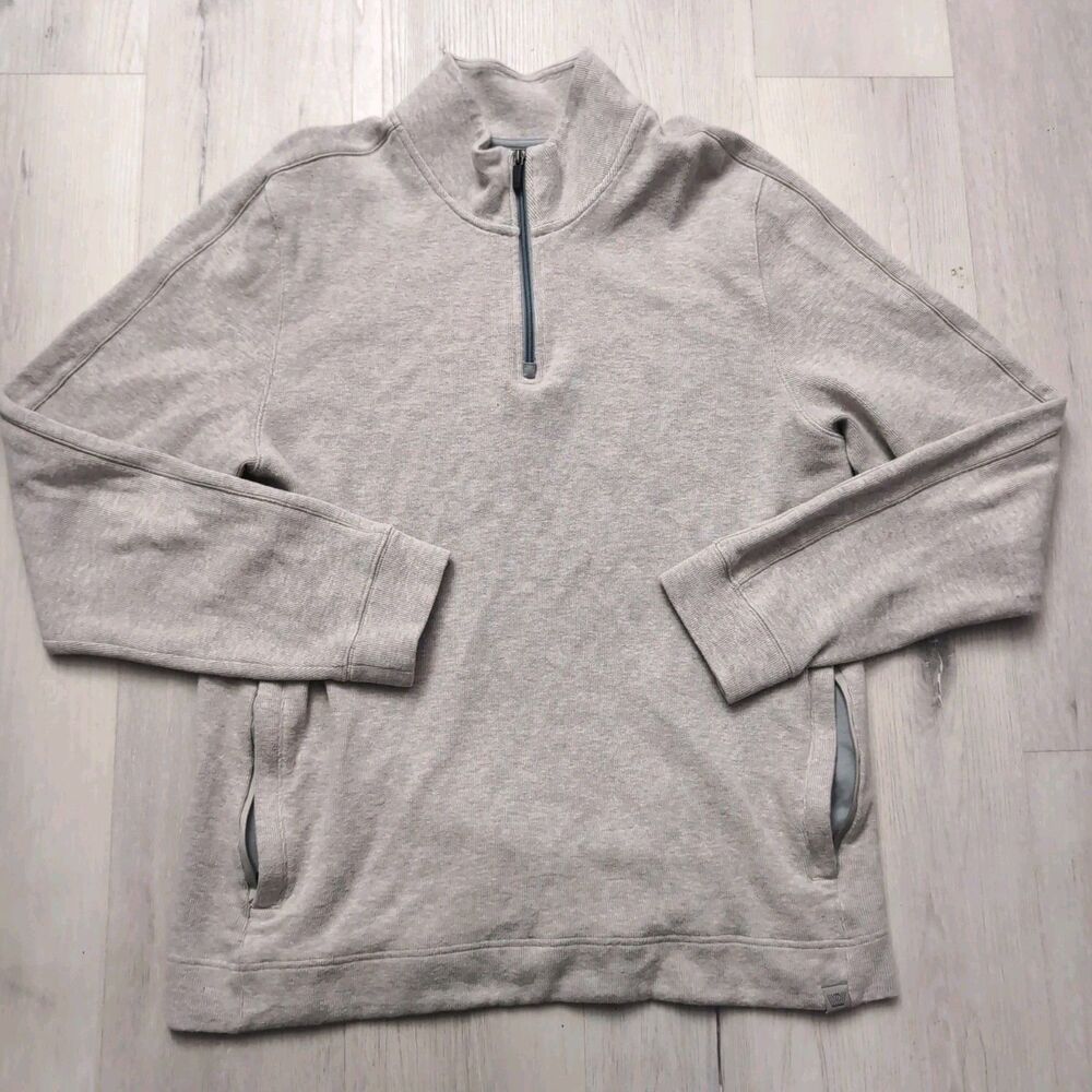 Mack Weldon Sweater Mens XL Gray Pullover 1/4 Zip Casual Preppy